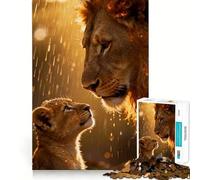 Lion And Cub in The Rain 1000 Piece Jigsaw Puzzles for Teenagers Jigsaw Creative Fun Smooth Cut Home Game Perfect Decor (50x75cm)