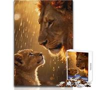 Lion And Cub in The Rain Puzzle for Adults 1000 Pieces Focus Building Educational Activity for Festive Occasions Size 38x26cm