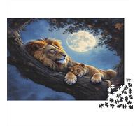 Lion And Cub Moonlight 1000 Pieces Jigsaw Puzzle for Adults Educational Game Challenge Wall Decoration Gifts Eco-friendly 52x38cm/1000pcs