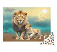 Lion And Cub Walking Family Puzzles 1000 Pieces of Precision Cut Colourful Jigsaws As An Aesthetic Jigsaw Puzzle for Home Decor And Stress Relief 52x38cm/1000pcs