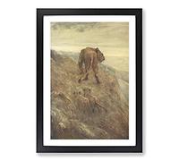 Lion and Cubs by John Macallan Swan Framed Print | A2 Black Framed Wall Art | Ready to Hang | Modern Animal Picture | Living Room Bedroom Lounge Office