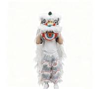 Lion and Dragon Dance Costumes, With Blinking Eyes, Suitable for Various Festivals, Sizes S/M/L(White,S)
