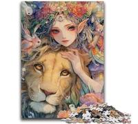 Lion And Elf Girl 1000 Piece Jigsaw Puzzles for Adults & Teens,Help The Brain Exercise Addictive Toys to Cultivate Patience Suitable for Couples (38x26cm)