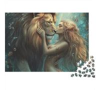 Lion and Human Intimate Interaction 1000 Piece Jigsaw Puzzle for Adults 38x26cm/1000pcs