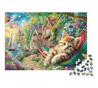 Lion And Kitten1000pc Durable Cardboard Cat in Hammock Jigsaw Puzzle Bundle Adults Kids Age 12+ Educational Game Creative Indoor Leisure Activity Gift 70x50cm/1000pcs