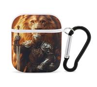 Lion And Knights Trendy Bluetooth Earbuds Protector Cute Wireless Earbud Case Covers Compatible with Airpods 1/2