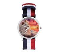 Lion and Lamb Custom Quartz Watches Arabic Numerals Wrist Watch with Adjustable Strap for Men Women