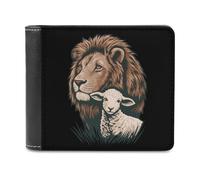 Lion and Lamb Funny Men's Wallets with ID Credit Card Holder Slim Front Pockets Bifold Wallet