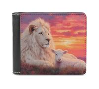 Lion and Lamb Funny Wallet for Men RFID Blocking Bifold Wallet Soft Billfold with Card Slots Custom Gifts