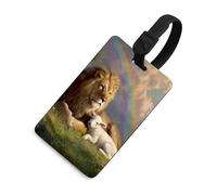 Lion and Lamb Peace Funny Luggage Tag Identifiers Travel Bag Tags with Name ID Label for Suitcase Backpack