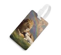 Lion and Lamb Peace Funny Luggage Tag Identifiers Travel Bag Tags with Name ID Label for Suitcase Backpack
