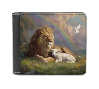 Lion and Lamb Peace Men's Wallet Bifold RFID Blocking Wallet Slim Billfold Pocket with Card Holders for Women