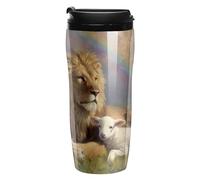 Lion and Lamb Peace Printed Coffee Mugs Insulated Travel Mug Reusable Water Cup with Lid for Home Outdoor 9 OZ /12 OZ