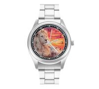 Lion and Lamb Personalized Quartz Watch Stainless Steel Wrist Watches with Arabic Numerals for Men Women