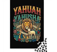 Lion And Lamb with Hebrew Text 1000 Piece Jigsaw Puzzle, 38x26cm/1000pcs, for Adults, Screen-Free Activity, Focused Puzzle Time And Quiet Weekends
