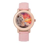 Lion and Lamb Women's Custom Watch Fashion Soft Strap Wristwatches Gifts for Birthdays Valentine's Day