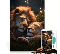 Lion And Lioness in Love 1000-piece Puzzle for Teenagers Sharp Mind Serene Game Family Pastime Perfect Art (38x26cm)