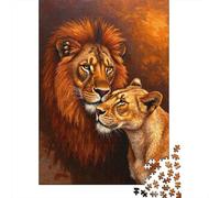 Lion And Lioness Portrait Puzzles 1000 Piece for Adults Jigsaw Puzzles Jigsaw Puzzle Game for The Whole 52x38cm/1000pcs