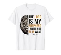 Lion and Psalm 23:1 Christian Faith Scripture Bible Verse T-Shirt