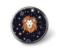 Lion And Stars Badge Holder Personalized Metal Button Pin Fashion Round Badge with Pattern Pin DIY Button Badges Exquisite Brooch Crafts Gift Clothes Decorative Pins