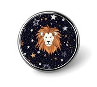 Lion And Stars Badges Circle with Button Design, Personalized Picture Pin Brooches, Round Badge Holders for Decorate Hat Shirt Clothing Bag Accessories