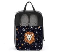 Lion And Stars Shoe Bag Travel Shoe Organizer Water-Resistant Shoe Pouch with Zipper Sneaker Dust Bag, gray, One Size, Modern