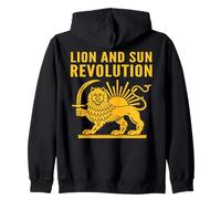 Lion and Sun Revolution Ancient Persian Heritage Emblem Zip Hoodie
