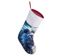 Lion And Thunder Christmas Stockings White Plush Cuff Cute Xmas Tree Decorations for Holiday Party