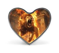 Lion and Thunder Heart Badge Unisex Metal Memorial Reel Pin Lapel Brooch Button Dress Coat Accessories for Backpack Wedding