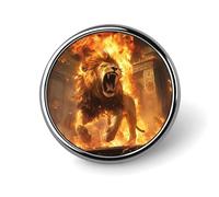 Lion and Thunder Round Brooch Pins Lapel Tie Badge Metal Memorial Button Pin Kit for Hat Shirt Clothing Bags Decor