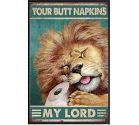 Lion and Toilet Paper Your Butt Napkins My Lord Wall Art Decor Posters Abstract Gifts Nautical Delight Farm Unframed 8x12Inch