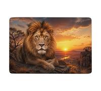 Lion and Trees Double Exposure Short Pile Rug 150 x 100 cm, Soft Non Slip | Christmas gift idea: non slip area rug with soft underfoot feel; for smaller indoor spaces