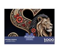 Lion And Two Tiger Cubs in Dramatic Pose Firm Interlocking Design Great Gift Choice for Puzzle Lovers, Friends And Family on Any Occasion 38x26cm/1000pcs