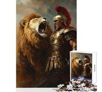 Lion And Warrior Clash 1000 Piece Jigsaw Puzzle for Teenagers Support Memory Strength And Retention Gentle Calm Leisure Activity (38X26cm)