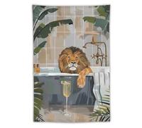 Lion Animal Bathtubs Sadness Drinking Tapestrys Tapestry Dining Wall Hanging Picnic Sheet For Home Background Living,100x150cm