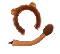 Lion Animal Costume Set - Yellow Polyester Soft Comfortable Plush Lion Ears Headband Set, Adjustable Lion Tail Costume Accessory | Funny Fashionable Accessory for Halloween Carnival School Performance