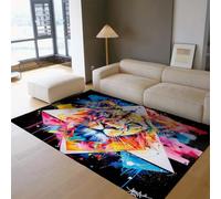 Lion Area Rug Street Graffiti Carpet Cartoon Animal Pattern Rug Modern Abstract Pop Art Floor Mat for Living Room Bedroom Game Room Entrance Hallway Geometric Colorful Rugs 140x200cm
