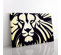 Lion Art Deco Vol.1 Abstract Canvas Wall Art Print Ready to Hang, Framed Picture for Living Room Bedroom Home Office Décor, 60x40 cm (24x16 Inch)