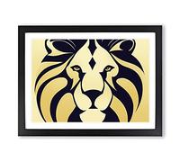 Lion Art Deco Vol.3 Abstract Framed Print | A2 Black Framed Wall Art | Ready to Hang | Art Deco Animal Picture | Living Room Bedroom Lounge Office