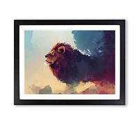 Lion Art Painting Vol.1 Abstract Framed Print | A2 Black Framed Wall Art | Ready to Hang | Abstract Animal Picture | Living Room Bedroom Lounge Office