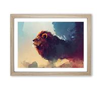 Lion Art Painting Vol.1 Abstract Framed Print | A2 Oak Framed Wall Art | Ready to Hang | Abstract Animal Picture | Living Room Bedroom Lounge Office