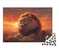 Lion at Sunset 1000pcs Jigsaws for Adults 14 Eco Paper, Sunset Lion, Challenging Puzzle, Fun Relaxation Activity, Improves Focus & Hand-Eye Coordination 38x26cm/1000pcs
