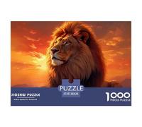 Lion at Sunset Durable Interlocking Pieces Fun Hobby for Spare Time, Evenings, Weekends And Holiday Breaks 38x26cm/1000pcs