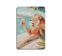 Lion at The Beach Summer Poster Tin Sign Vintage Metal Pub Club Cafe Bar Home Wall Art Decoration Poster Retro 8x12inch(20x30cm)