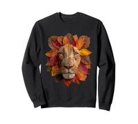Lion Autumn Leaves Artistic Jungle Animal Art Fall Aesthetic Sweatshirt
