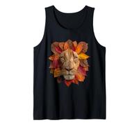 Lion Autumn Leaves Artistic Jungle Animal Art Fall Aesthetic Tank Top