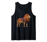 Lion Autumn Leaves Artistic Jungle Animal Art Fall Graphic Tank Top