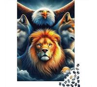 Lion Bald Eagle Jigsaw Puzzle 1000 Piece Jigsaw Puzzle Paper for Adults Wolf Animals Puzzle Game for Family 52x38cm/1000pcs