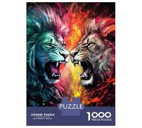 Lion Battle Art 1000pc Puzzle for Adults Jigsaw Puzzle Premium Cardstock Decompression Wall Decoration Gifts Women Men Senior Jigsaw Enthusiasts 52x38cm/1000pcs