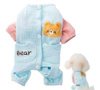 Lion Bear Dog Pajamas Cartoon Anti Licking Recovery Suit Sleepwear Cat All Season Indoor Clothes All Coverage Four-Legged Onesie (Blue & Pink, Medium)